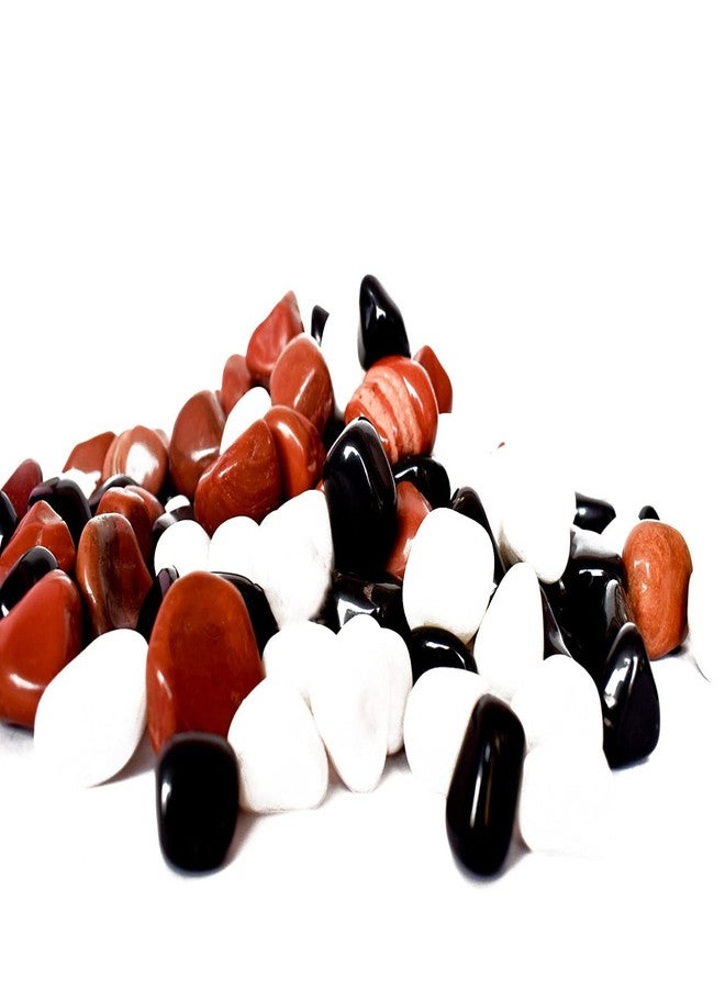 Power Stone Decorative Coloured Asymmetric Marble Stone Pebbles for Vase Filler Plant Pots Home Aquarium Fish Tanks Landscape Outdoor Garden Decoration (Brown, Black & White, 1 Kg) - Image 1